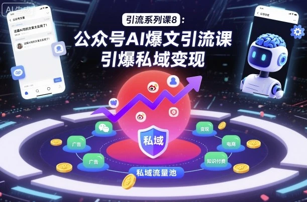 引流系列课8：公众号AI爆文引流课，引爆私域变现