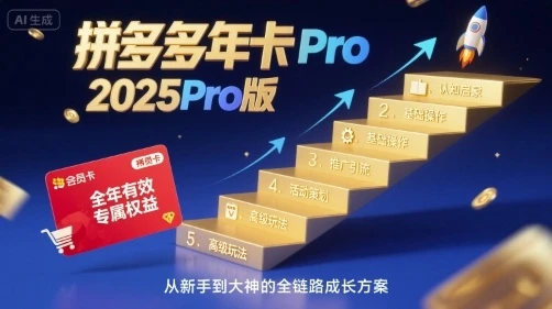【精】拼多多年卡2025Pro版,五大板块从认知到基础、从推广到活动、从活动到玩法 【精】拼多多年卡2025Pro版,五大板块从认知到基础、从推广到活动、从活动到玩法
