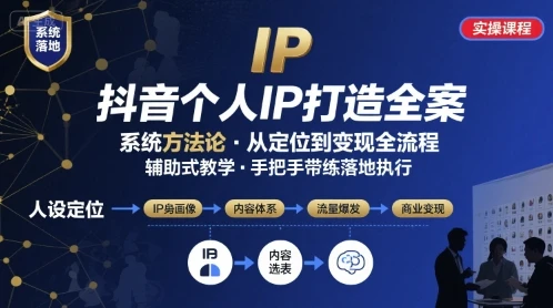 【精】抖音个人IP系统落地实操大课,实操课程,辅助落地 【精】抖音个人IP系统落地实操大课,实操课程,辅助落地