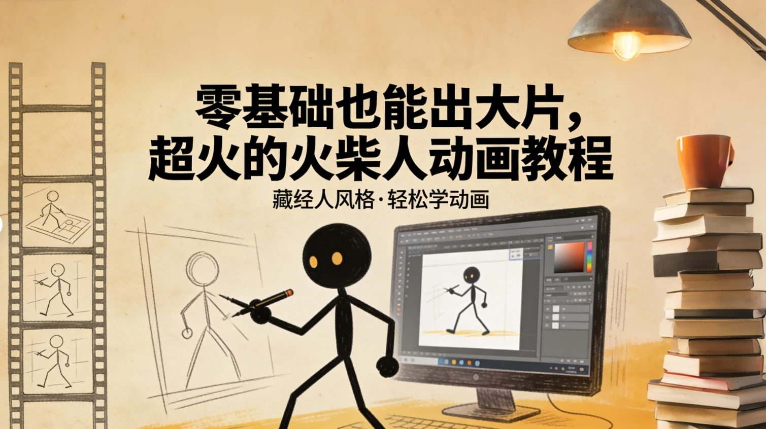 零基础也能出大片，超火的火柴人动画教程（藏经人风格）