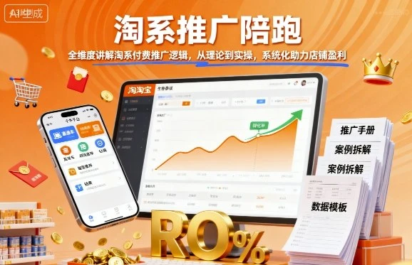 【精】淘系推广陪跑,全维度讲解淘系付费推广逻辑,从理论到实操,系统化助力店铺盈利 【精】淘系推广陪跑,全维度讲解淘系付费推广逻辑,从理论到实操,系统化助力店铺盈利