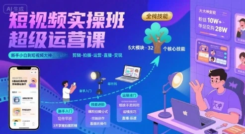 【精】短视频实操班超级运营课,新手小白到短视频大神必修课程,剪辑-拍摄-运营-直播-变现 【精】短视频实操班超级运营课,新手小白到短视频大神必修课程,剪辑-拍摄-运营-直播-变现