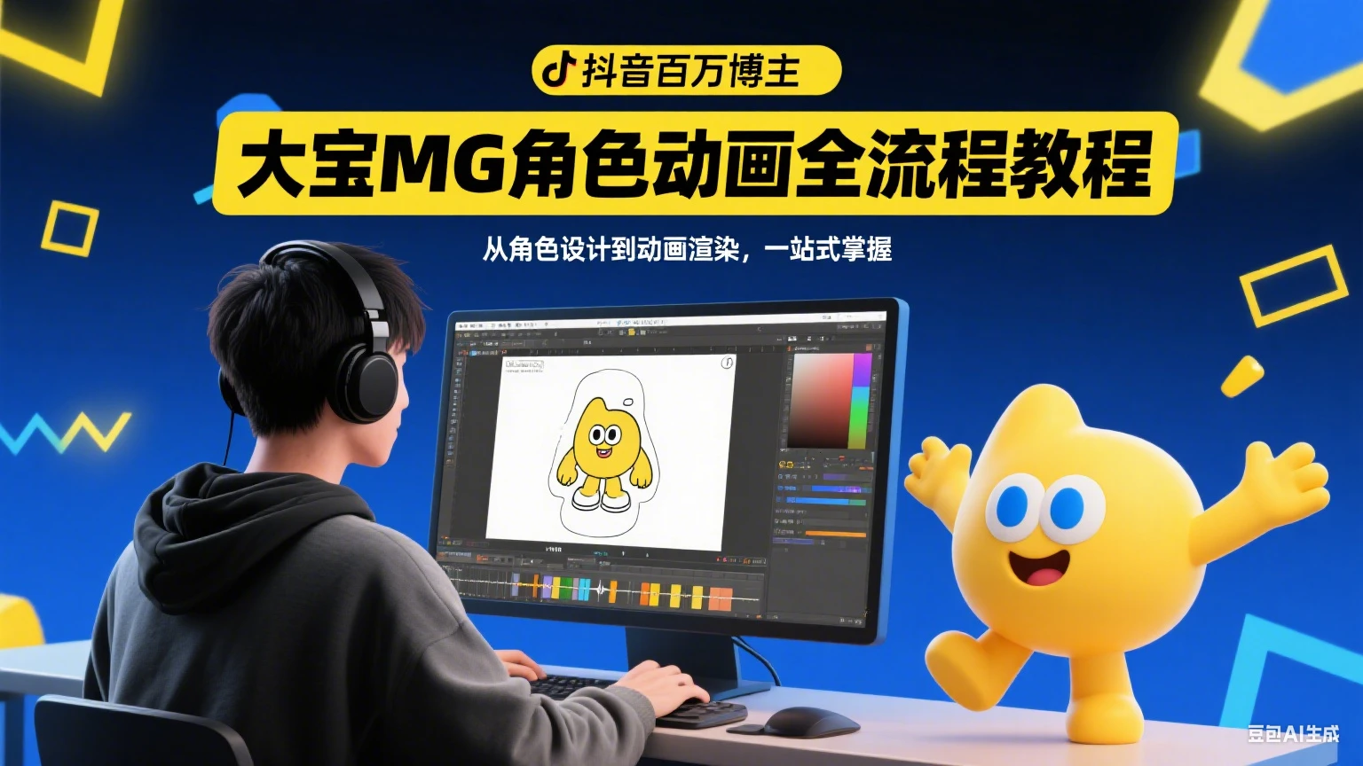 【精】抖音百万博主，大宝MG角色动画全流程教程