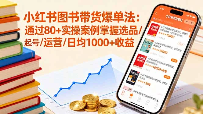 【精】小红书图书带货爆单法：通过80+实操案例掌握选品/起号/运营/日均1000+收益