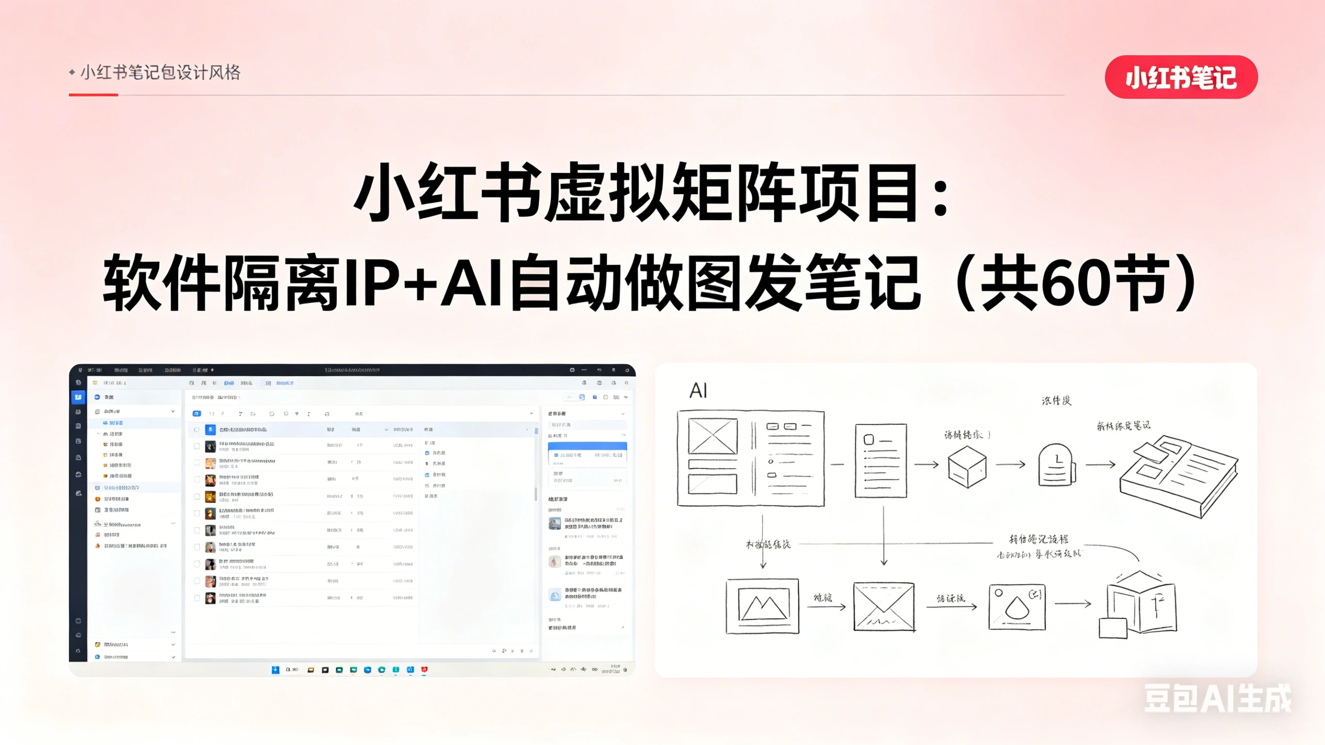 【精】小红书虚拟矩阵项目：软件隔离IP+AI自动做图发笔记（共60节）