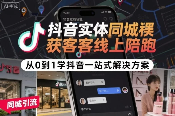 【精】抖音实体同城获客线上陪跑,从0到1学抖音一站式解决方案 【精】抖音实体同城获客线上陪跑,从0到1学抖音一站式解决方案