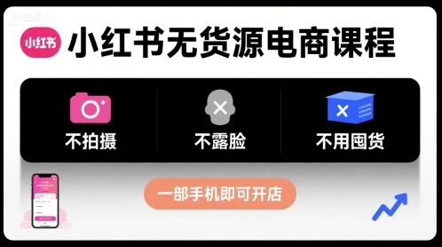 【精】小红书无货源电商课程,不拍摄不露脸不用囤货,一部手机即可开店 【精】小红书无货源电商课程,不拍摄不露脸不用囤货,一部手机即可开店