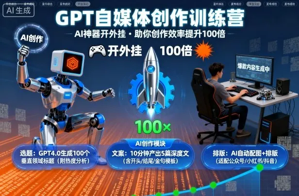 【精】GPT自媒体创作训练营:AI神器开外挂,助你创作效率提升100倍 【精】GPT自媒体创作训练营:AI神器开外挂,助你创作效率提升100倍
