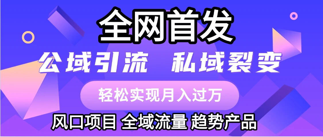 全网首发:公域引流,私域引流,风口项目,全域流量,趋势产品,轻松变现 全网首发:公域引流,私域引流,风口项目,全域流量,趋势产品,轻松变现