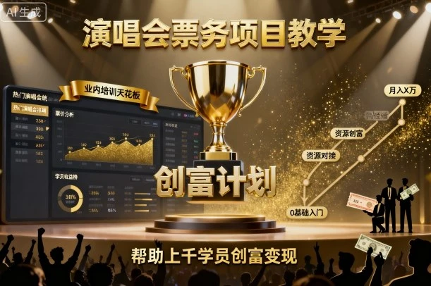 【精】演唱会票务项目教学,业内培训天花板,帮助上千学员创富变现(更新) 【精】演唱会票务项目教学,业内培训天花板,帮助上千学员创富变现(更新)