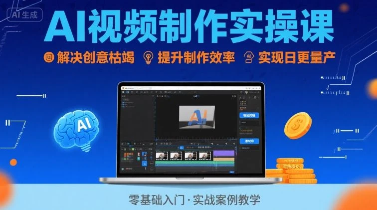 【精】Ai视频制作实操课，解决创意枯竭、效率低下痛点，实现日更量产可持续变现