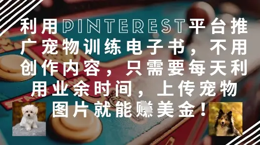利用Pinterest平台推广宠物训练电子书,不用创作内容,只需要每天利用业余时间,上传宠物图片就能挣美金! 利用Pinterest平台推广宠物训练电子书,不用创作内容,只需要每天利用业余时间,上传宠物图片就能挣美金!