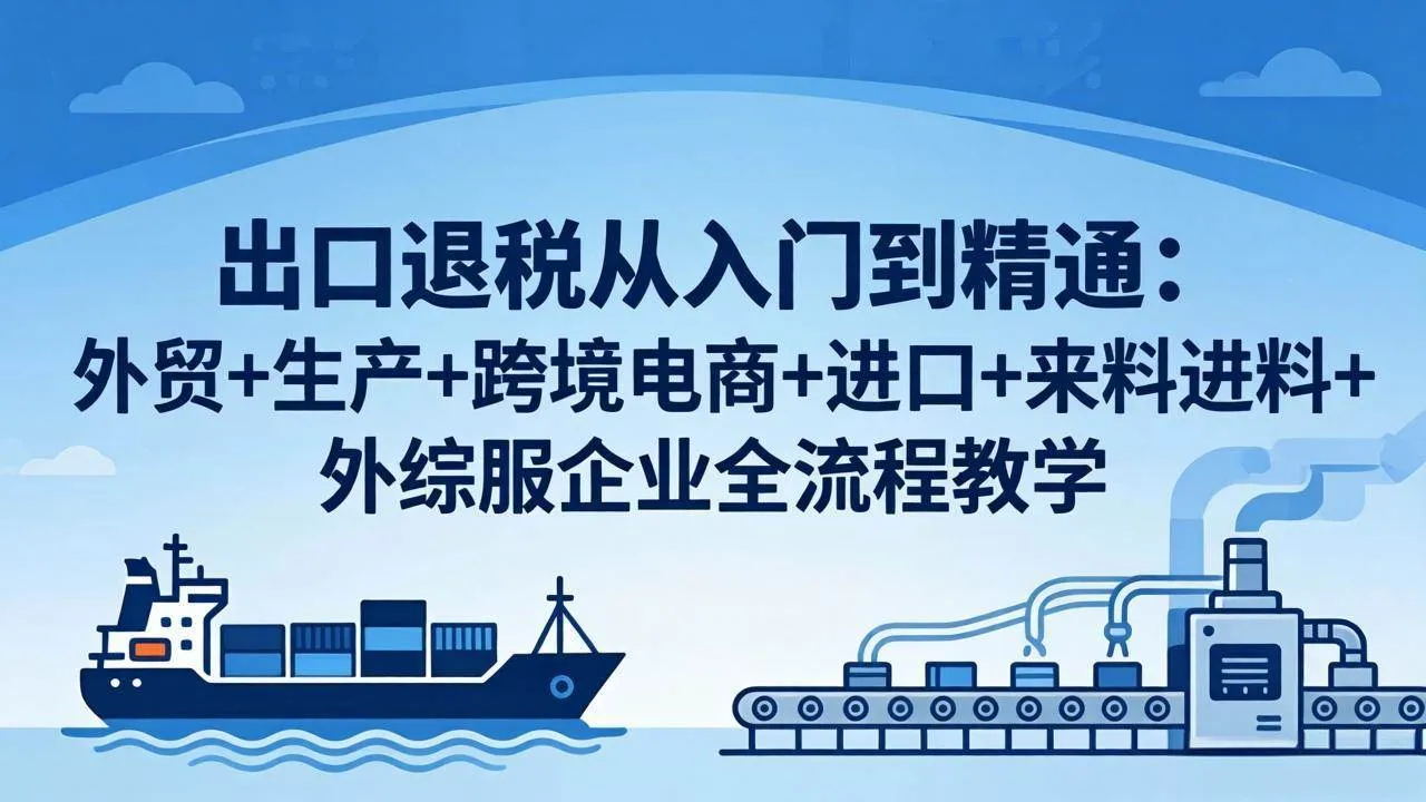 【精】出口退税从入门到精通:外贸+生产+跨境电商+进口+来料进料+外综服企业全流程教学 【精】出口退税从入门到精通:外贸+生产+跨境电商+进口+来料进料+外综服企业全流程教学