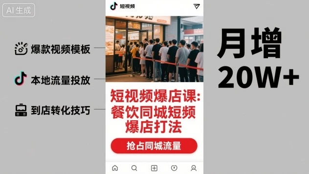 【精】短视频爆店课,餐饮同城短视频爆店打法 【精】短视频爆店课,餐饮同城短视频爆店打法