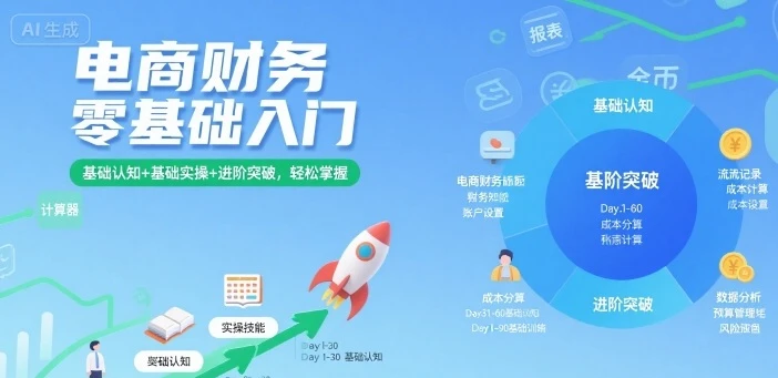 【精】电商财务零基础入门,基础认知+基础实操+进阶突破,轻松掌握 【精】电商财务零基础入门,基础认知+基础实操+进阶突破,轻松掌握