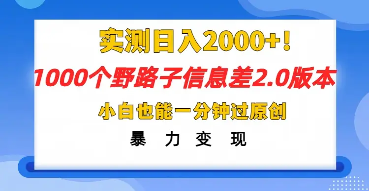 抖音1000个野路子,信息差最新玩法,一分钟过原创,暴力变现月赚1W+ 抖音1000个野路子,信息差最新玩法,一分钟过原创,暴力变现月赚1W+