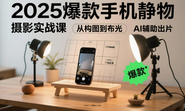 【精】2025爆款手机静物摄影实战课,从构图到布光,不用贵设备,AI辅助出片 【精】2025爆款手机静物摄影实战课,从构图到布光,不用贵设备,AI辅助出片