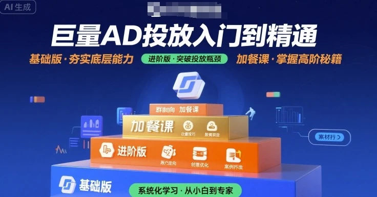 【精】巨量AD投放入门到精通，基础版+进阶版+加餐课