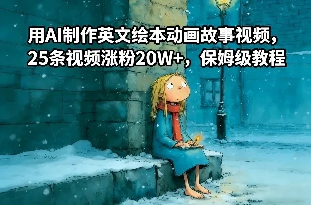 用AI制作英文绘本动画故事视频，25条视频涨粉20W+，保姆级教程