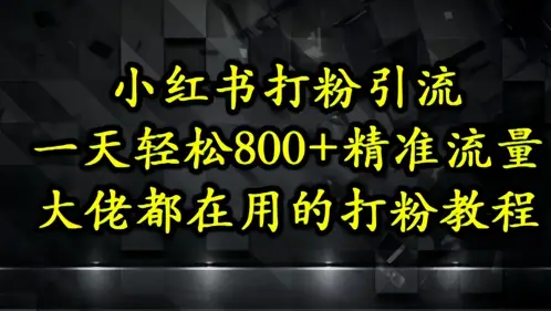 小红书打粉引流，一天轻松500+精准流量，大佬都在用的打粉教程