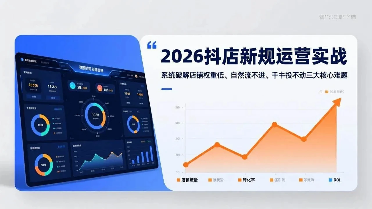【精】2026抖店新规运营实战：系统破解店铺权重低、自然流不进、千川投不动三大核心难题