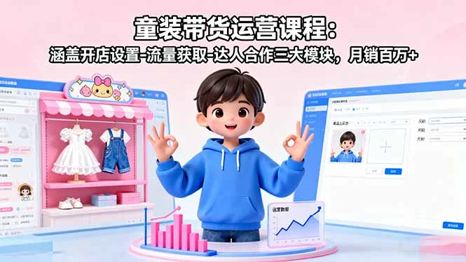 【精】童装带货运营课程:涵盖开店设置-流量获取-达人合作三大模块,月销百万+ 【精】童装带货运营课程:涵盖开店设置-流量获取-达人合作三大模块,月销百万+