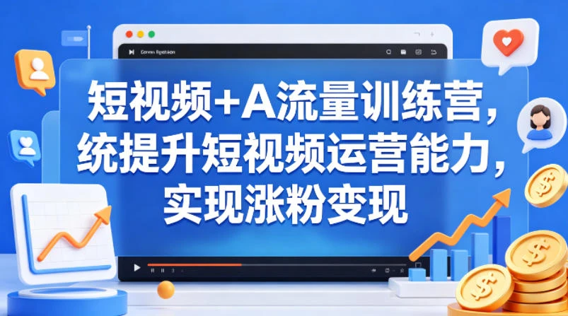 【精】短视频+AI流量训练营，统提升短视频运营能力，实现涨粉变现