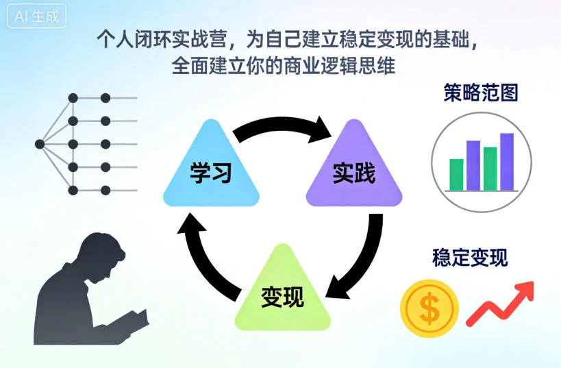 【精】个人闭环实战营，为自己建立稳定变现的基础，全面建立你的商业逻辑思维