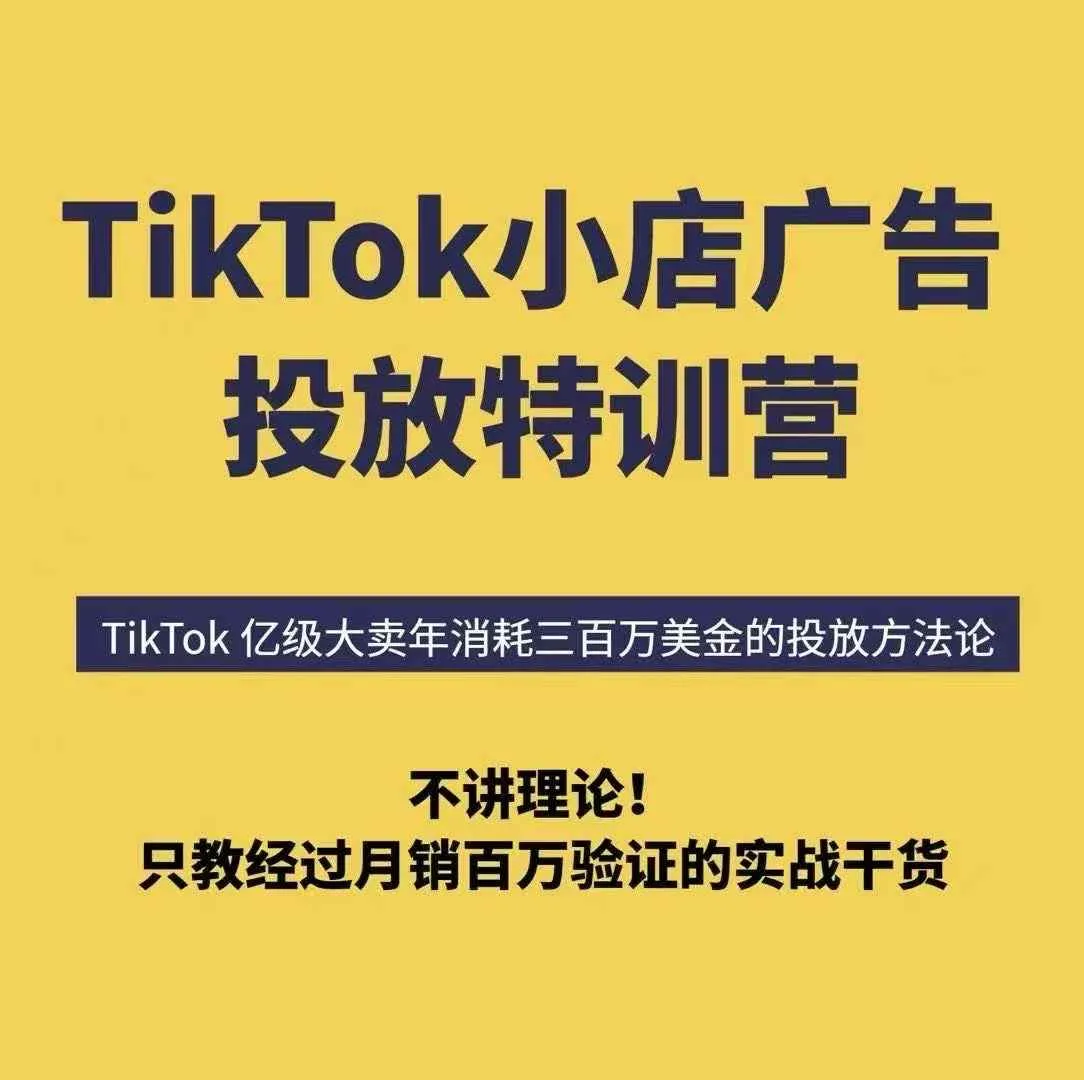【精】TikTok小店广告投放特训营,6天破局计划专治各种“投不动”,教你经过月销百万验证的实战干货 【精】TikTok小店广告投放特训营,6天破局计划专治各种“投不动”,教你经过月销百万验证的实战干货