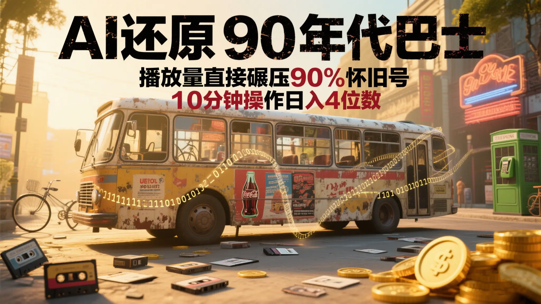 AI还原90年代巴士,一帧让70后泪崩!播放量碾压 90%怀旧号,10分钟操作日入4位数 AI还原90年代巴士,一帧让70后泪崩!播放量碾压 90%怀旧号,10分钟操作日入4位数