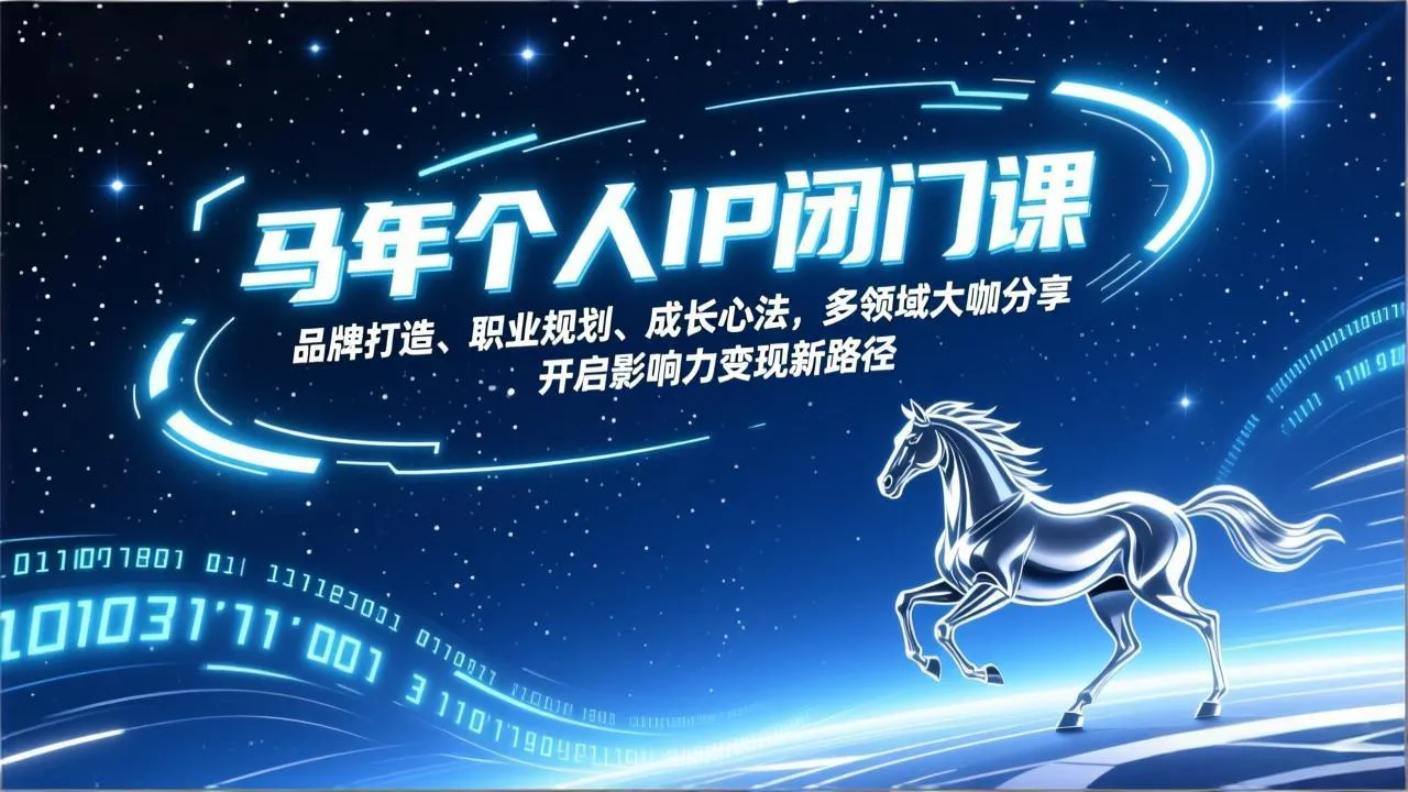 【精】马年个人IP闭门课，品牌打造、职业规划、成长心法，多领域大咖分享，开启影响力变现新路径