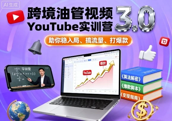 【精】跨境油管视频YouTube实训营3.0,助你稳入局、搞流量、打爆款 【精】跨境油管视频YouTube实训营3.0,助你稳入局、搞流量、打爆款