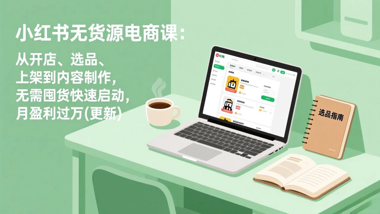 【精】小红书无货源电商课：从开店、选品、上架到内容制作，无需囤货快速启动，月盈利过万(更新)