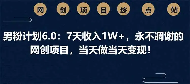 男粉计划8.0，9天变现2W+，永不凋谢的的网创项目，当天做当天变现
